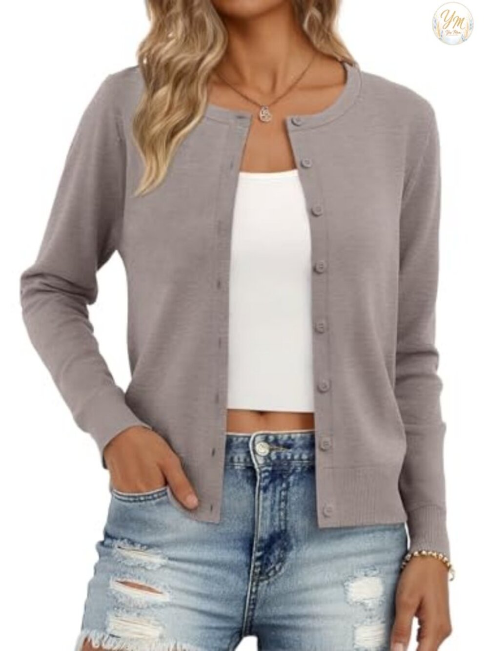 Women's Lightweight Knit Cardigan Button Relaxed Fit Long Sleeve